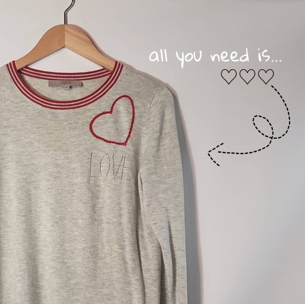 Like New! Loft Varsity Stripe Love Sweater